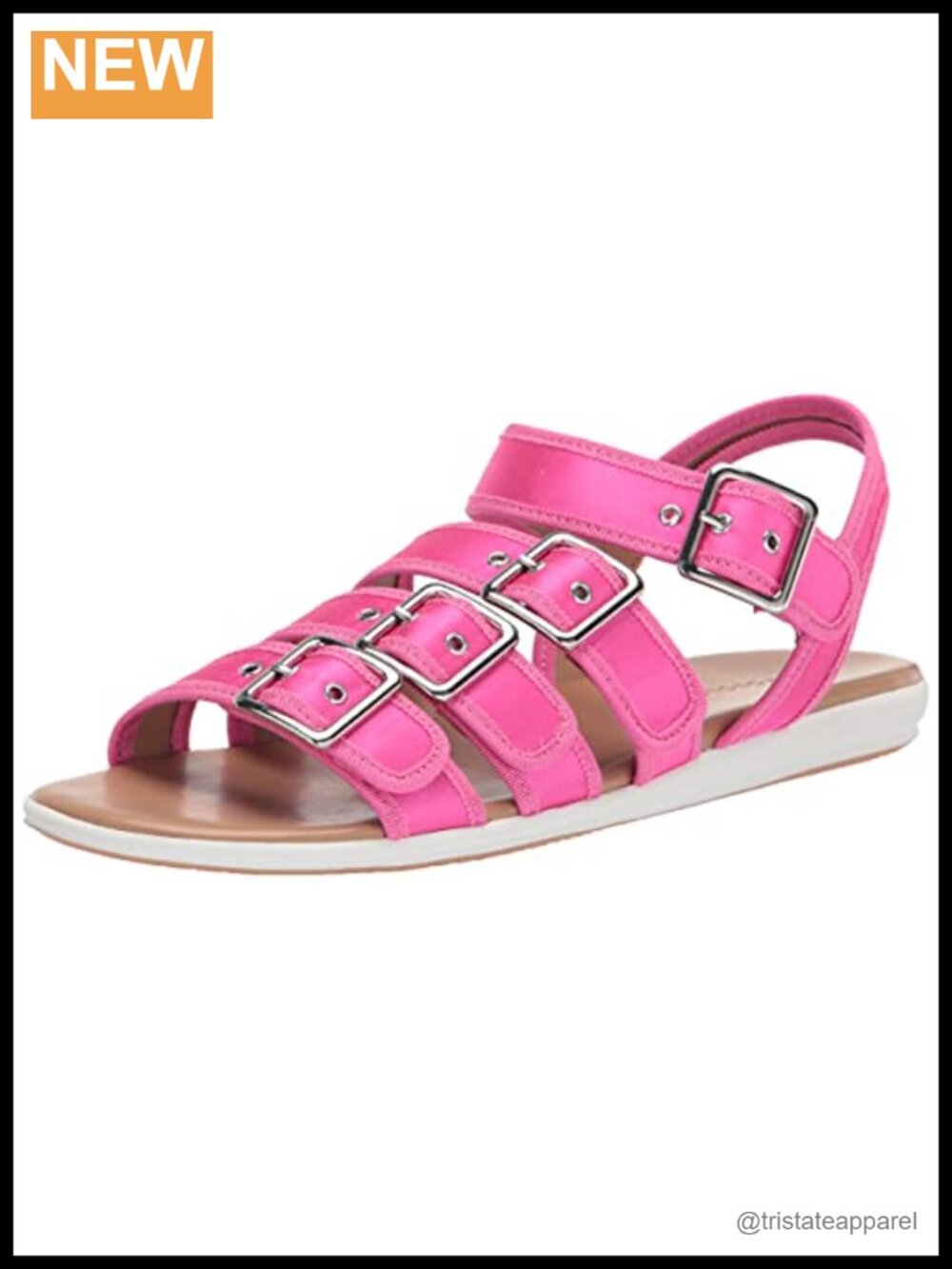 Fabric Upper Slingback Flat Sandals with Buckle Ornament
